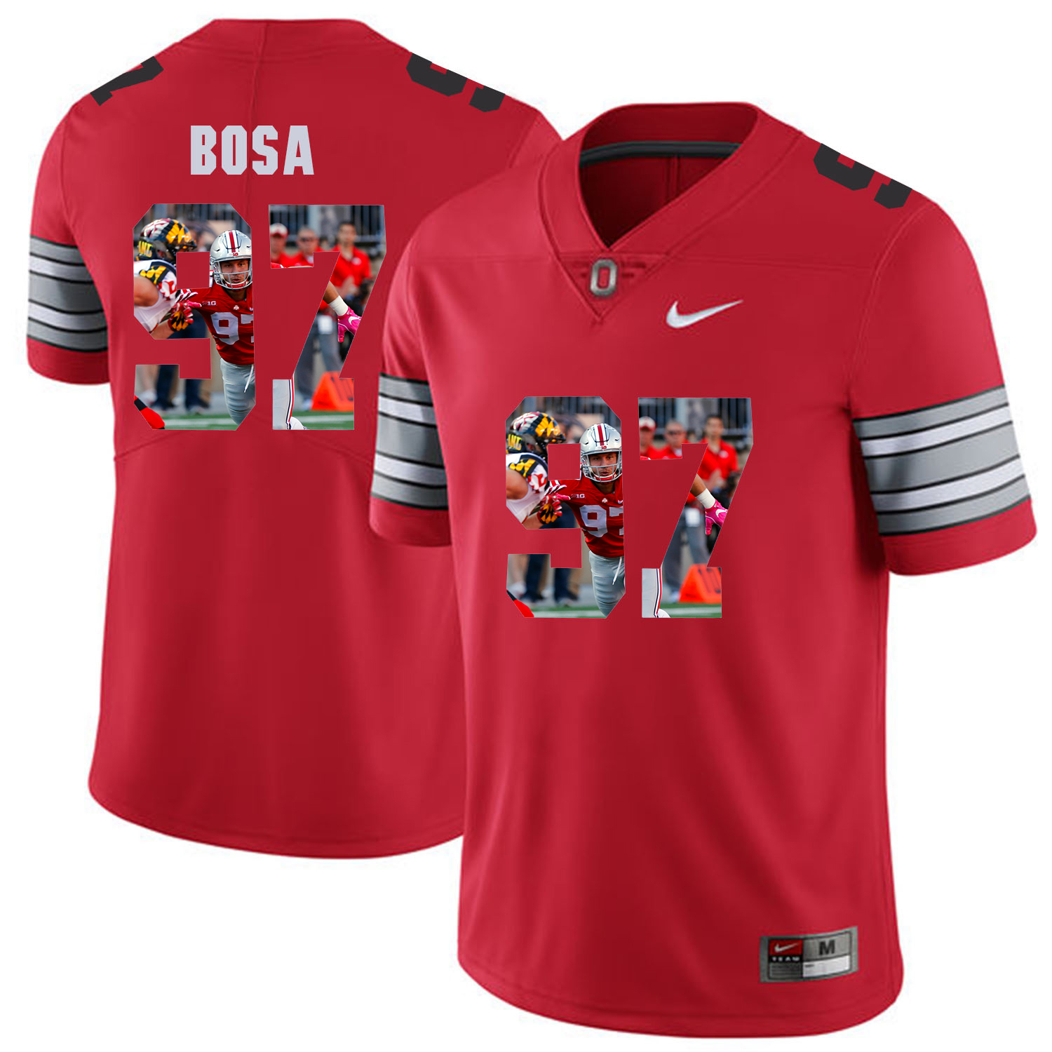 Men Ohio State #97 Bosa Red Fashion Edition Customized NCAA Jerseys->customized ncaa jersey->Custom Jersey